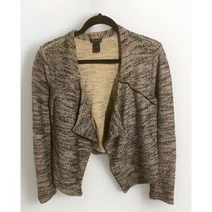 Ann Taylor Black‎ & White Marled Open Front Cardigan Size Medium Womens